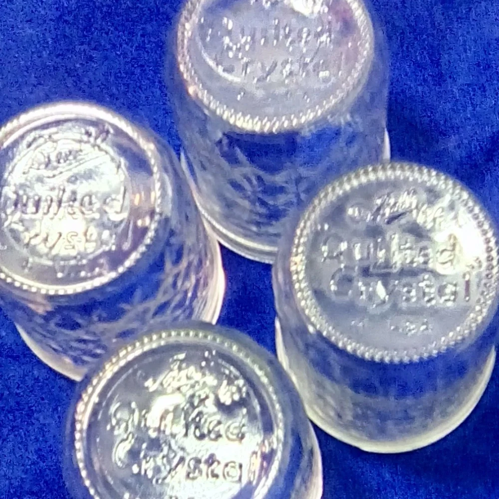 4 Vintage Quilted Crystal Bottom Embossed
